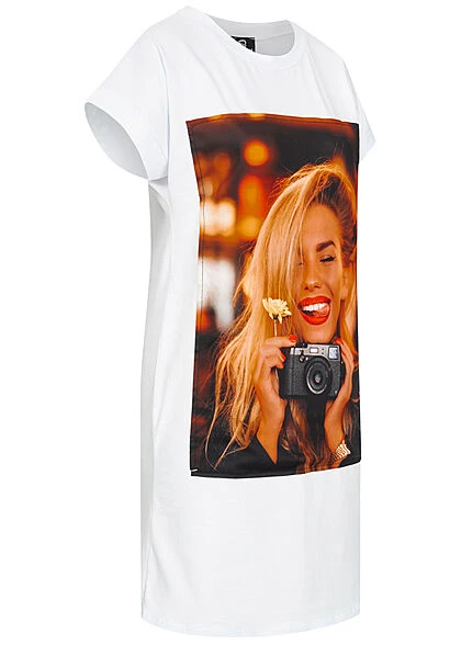 Styleboom Fashion Damen T-Shirt Kleid Woman Picture Print Weiss 4 Styleboom Fashion Damen T-Shirt Kleid Woman Picture Print Weiss – Bild 2