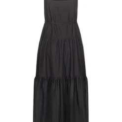 ONLY Damen NOOS V-Neck Maxi Stufen Kleid Inkl. Bindegürtel Schwarz -Diven Art Verkäufe 21052050 2