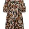 Tom Tailor Damen 3/4 Arm V-Neck Kleid Knopfleiste Monkey Print Multicolor -Diven Art Verkäufe 21052232