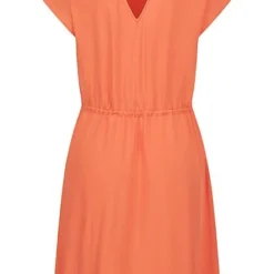 Tom Tailor Damen Viskose Sommer Kleid Cut Out Hinten Taillengummizug Orange -Diven Art Verkäufe 21052234 2