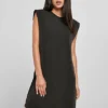 Urban Classics Damen Kurzes T-Shirt Kleid Mit Breiten Schulterpolstern Schwarz -Diven Art Verkäufe 21052390