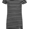 ONLY Kids Mädchen T-Shirt Kleid Zipper Hinten Streifen Muster Schwarz Weiss