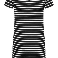 ONLY Kids Mädchen T-Shirt Kleid Zipper Hinten Streifen Muster Schwarz Weiss -Diven Art Verkäufe 21052504 2