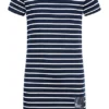 ONLY Kids Mädchen T-Shirt Kleid Zipper Hinten Streifen Muster Night Sky Navy Weiss -Diven Art Verkäufe 21052505