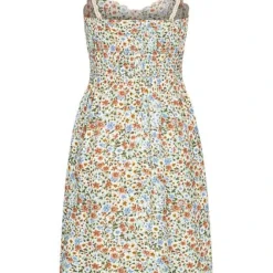 Seventyseven Lifestyle Damen V-Neck Midi Kleid Häkelbesatz Blumen Muster Soft Grün Blau -Diven Art Verkäufe 21059005 2