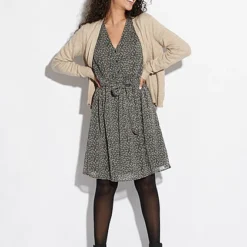 ONLY Damen NOOS 3/4 Arm V-Neck Chiffon Kleid Blumen Print 2-lagig Schwarz Grau -Diven Art Verkäufe 21073388 3