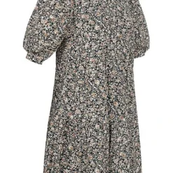 ONLY Damen 1/2-Arm Mini Puffer Kleid Blumen Muster 2-lagig Schwarz Braun -Diven Art Verkäufe 21073688 1