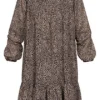 ONLY Damen Mini Langarm Kleid Leo Print Taupe Grau -Diven Art Verkäufe 21083518