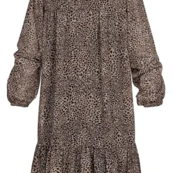 ONLY Damen Mini Langarm Kleid Leo Print Taupe Grau -Diven Art Verkäufe 21083518 2