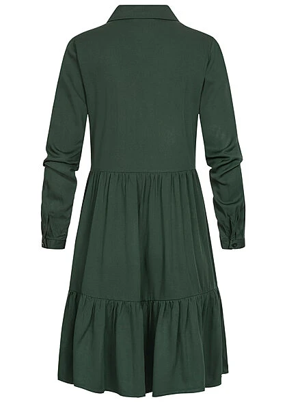 VILA Damen NOOS Langarm Viskose Blusenhemd Kleid Knopfleiste Dark Spruce Grün 5 VILA Damen NOOS Langarm Viskose Blusenhemd Kleid Knopfleiste Dark Spruce Grün – Bild 3