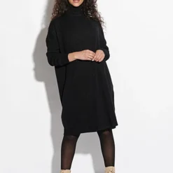 VILA Damen NOOS Rollkragen Longform Strickpullover Kleid Schwarz 9 VILA Damen NOOS Rollkragen Longform Strickpullover Kleid Schwarz -Diven Art Verkäufe 21083807 3