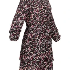 Cloud5ive Damen V-Neck Kleid In Wickeloptik Mit Blumen Print Schwarz Multicolor 7 Cloud5ive Damen V-Neck Kleid In Wickeloptik Mit Blumen Print Schwarz Multicolor -Diven Art Verkäufe 21086678 1