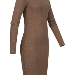 Urban Classics Damen Ribbed Mini Langarm Kleid D. Khaki -Diven Art Verkäufe 21090057 2