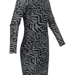 Urban Classics Damen 2in1 Mesh Kleid Mit Animal Print Frilldetails Asphalt Grau -Diven Art Verkäufe 21090091 1