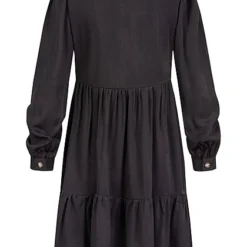Hailys Damen Kleid Langärmlig Mit Knopfleiste Und Volants Schwarz -Diven Art Verkäufe 21092144 2