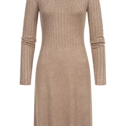 Hailys Damen Kleid Strickkleid Mit Rundhalsausschnitt Struktur Muster Rosa Braun