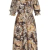 Hailys Damen Midi Kleid 3/4 Ärmel Blumen Print Multicolor Beige 2 Hailys Damen Midi Kleid 3/4 Ärmel Blumen Print Multicolor Beige -Diven Art Verkäufe 21092157