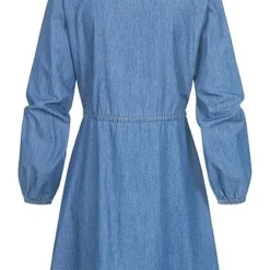 JACQUELINE DE YONG JDY By ONLY Damen V-Neck Jeans Kleid Tunnelzug Knopfleiste Hell Blau Denim -Diven Art Verkäufe 21101167 2