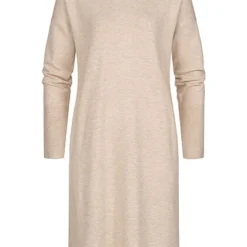 Clodus Damen Oversized Viskose Kleid Mit Ballonärmeln Beige