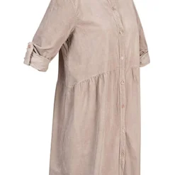 Styleboom Fashion Damen Kleid Turn-Up Mit Knopfleiste Taupe Braun -Diven Art Verkäufe 21106724 2