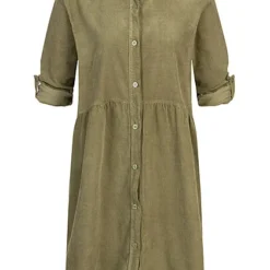 Styleboom Fashion Damen Kleid Turn-Up Mit Knopfleiste Oliv Grün -Diven Art Verkäufe 21106727 1