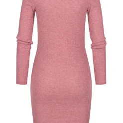 Styleboom Fashion Damen Rippoptik Kleid Longsleeve Rose -Diven Art Verkäufe 21106918 2