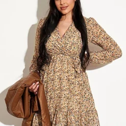 Hailys Damen V-Neck Kleid Kurzer Schnitt Volantdetails Multicolor -Diven Art Verkäufe 21109044 3