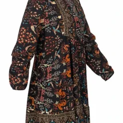 Hailys Damen Kurzes Kleid Langärmelig Mit Boarderprint Schwarz Multicolor -Diven Art Verkäufe 21109090 1