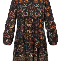 Hailys Damen Kurzes Kleid Langärmelig Mit Boarderprint Schwarz Multicolor -Diven Art Verkäufe 21109090 2