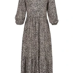 Hailys Damen Maxi Kleid Mit Rundhalsausschnitt Und Volant Camel Braun -Diven Art Verkäufe 21109095 2