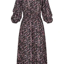 Hailys Damen Maxi Kleid Longsleeve Elastische Taille Blumenprint Schwarz -Diven Art Verkäufe 21109100 2