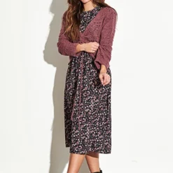 Hailys Damen Maxi Kleid Longsleeve Elastische Taille Blumenprint Schwarz -Diven Art Verkäufe 21109100 3