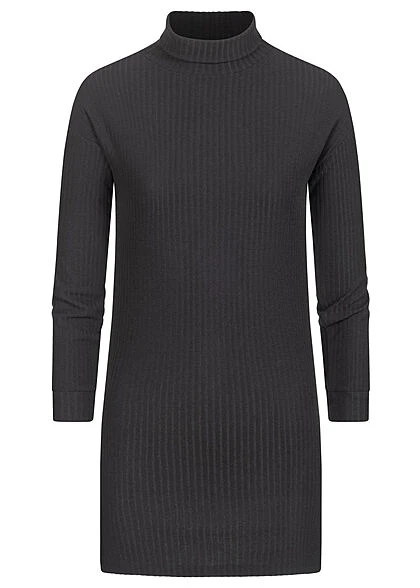 ONLY Kids Mädchen Kleid High Neck Ripp-Optik Schwarz