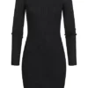 JACQUELINE DE YONG JDY By ONLY Damen Ribbed Viskose Kleid Mit 3 Knöpfen Oben Schwarz -Diven Art Verkäufe 21110214