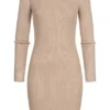 JACQUELINE DE YONG JDY By ONLY Damen Ribbed Viskose Kleid Mit 3 Knöpfen Oben Simply Taupe Beige -Diven Art Verkäufe 21110215