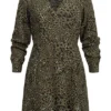 Vero Moda Damen NOOS V-Neck Viskose Kleid Mit Animal Print Dunkel Oliv Grün -Diven Art Verkäufe 21110297