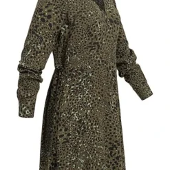 Vero Moda Damen NOOS V-Neck Viskose Kleid Mit Animal Print Dunkel Oliv Grün -Diven Art Verkäufe 21110297 1