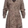 Vero Moda Damen NOOS V-Neck Viskose Kleid Mit Animal Print Fossil Braun -Diven Art Verkäufe 21110298
