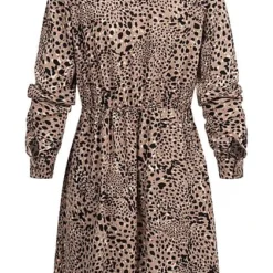 Vero Moda Damen NOOS V-Neck Viskose Kleid Mit Animal Print Fossil Braun -Diven Art Verkäufe 21110298 2