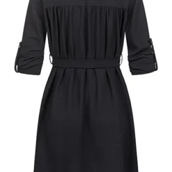 Cloud5ive Damen Turn-Up Kleid Inkl. Bindegürtel Schwarz -Diven Art Verkäufe 21116983 3