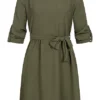 Cloud5ive Damen Turn-Up Kleid Inkl. Bindegürtel Oliv Grün -Diven Art Verkäufe 21116986