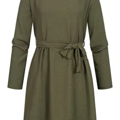 Cloud5ive Damen Turn-Up Kleid Inkl. Bindegürtel Oliv Grün -Diven Art Verkäufe 21116986 1