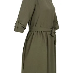 Cloud5ive Damen Turn-Up Kleid Inkl. Bindegürtel Oliv Grün -Diven Art Verkäufe 21116986 2