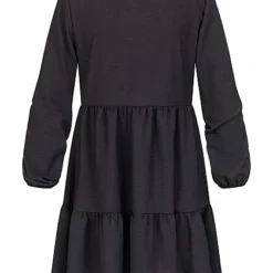 Cloud5ive Damen Volant Kleid Mit Knopfleiste Schwarz -Diven Art Verkäufe 21117003 2