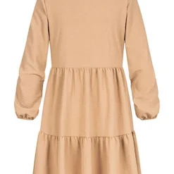 Cloud5ive Damen Volant Kleid Mit Knopfleiste Beige -Diven Art Verkäufe 21117004 2