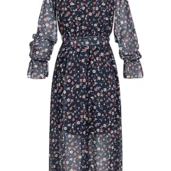 Cloud5ive Damen V-Neck Chiffon Longform Kleid Blumen Print Inkl. Bindegürtel Dunkel Blau 8 Cloud5ive Damen V-Neck Chiffon Longform Kleid Blumen Print Inkl. Bindegürtel Dunkel Blau -Diven Art Verkäufe 21117012 2