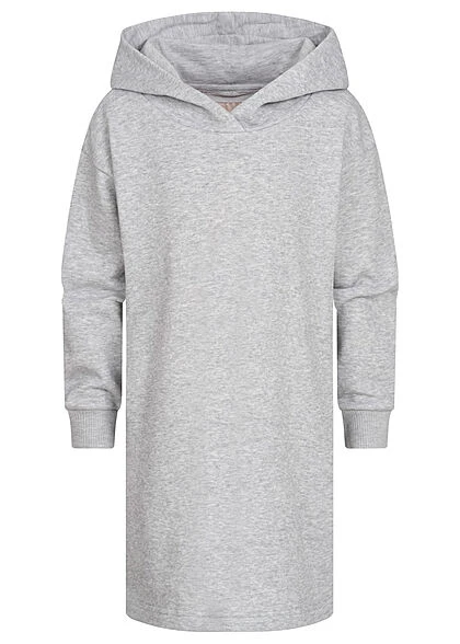 ONLY Kids Mädchen Sweat Kleid Mitr Kapuze Hell Grau Melange
