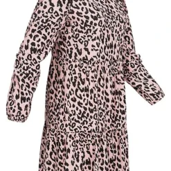 Cloud5ive Damen Kurzes Crep Chiffon Kleid Mit Leo Print Rose -Diven Art Verkäufe 21126121 1