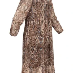 Cloud5ive Damen Langes V-Neck Kleid Mit Knopfleiste Paisley Print 2-lagig Braun Beige 6 Cloud5ive Damen Langes V-Neck Kleid Mit Knopfleiste Paisley Print 2-lagig Braun Beige -Diven Art Verkäufe 21126133 1
