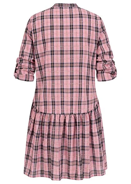 ONLY Damen 3/4 Arm Hemdblusen Kleid Mit Knopfleiste & Karo Muster Aurora Pink 6 ONLY Damen 3/4 Arm Hemdblusen Kleid Mit Knopfleiste & Karo Muster Aurora Pink – Bild 4